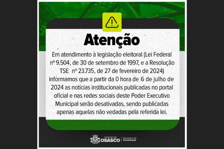 Aviso: Suspensão Temporária do Portal de Notícias Durante o Período Eleitoral